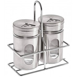 Saleiro E Pimento 100ml Com Suporte Inox 3 Peças
